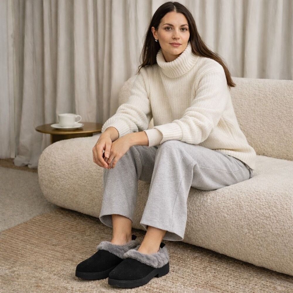 UGG Nita Black Genuine Shearling Slippers Women’s Size 10 New In Box